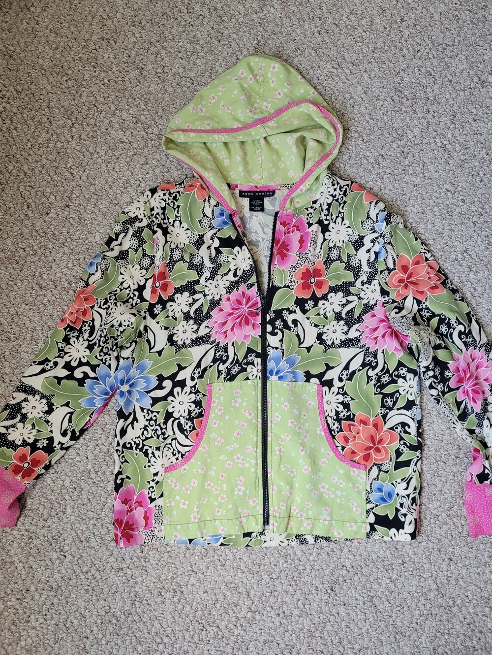 Anne Carson Silk Full Zipper Front Closure Jacket
